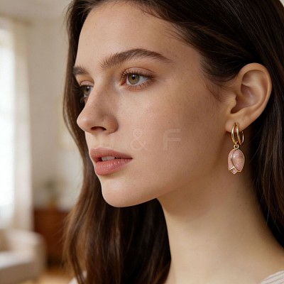 Brass Enamel Clip-on Earrings for Women WG05889-01-1