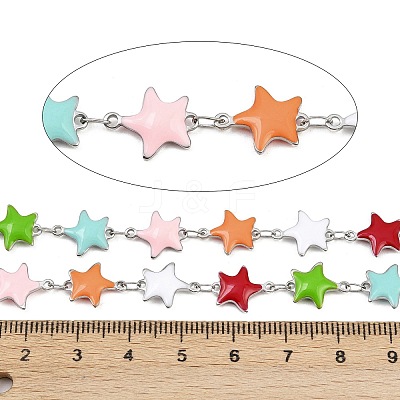 304 Stainless Steel Enamel Starfish Link Chains CHS-F023-01D-P-1