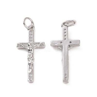 Rack Plating Brass Micro Pave Cubic Zirconia Pendants KK-C008-37P-1