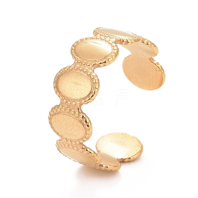 Ion Plating(IP) 304 Stainless Steel Oval Wrap Open Cuff Ring for Women RJEW-C025-05G-1