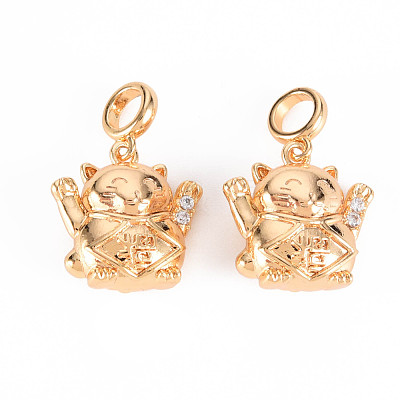 Brass Micro Pave Clear Cubic Zirconia Pendants KK-T062-150G-NF-1