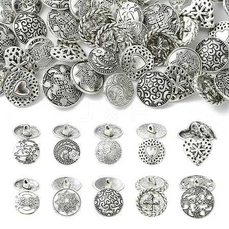 50Pcs 10 Styles Alloy Shank Buttons BUTT-CJ0001-09-1