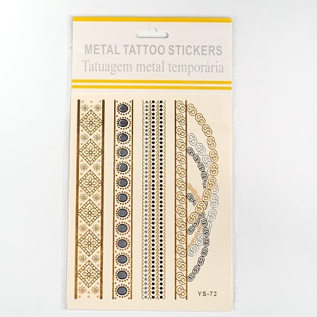 Mixed Pattern Removable Fake Temporary Metal Tattoos Paper Stickers AJEW-O027-31-1