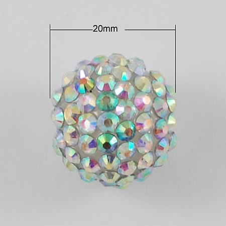 Chunky Round Resin Rhinestone Bubblegum Ball Beads X-RESI-S255-20mm-GB1-1