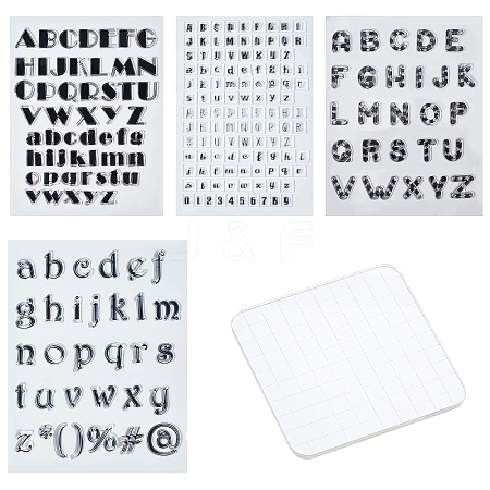 Globleland 4 Sheet 4 Style Clear Letter Silicone Stamps DIY-GL0003-53-1