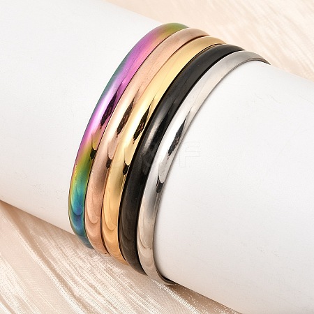 304 Stainless Steel Plain Bangles for Women Men BJEW-Z167-01M-04-1