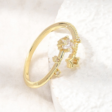 Brass Micro Pave Clear Cubic Zirconia Cuff Open Rings for Women CU-CBAE7DF-12G-06-1