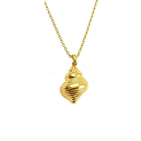 Minimalist Stainless Steel Ocean Shell Pendant Necklaces for Women Daily and Vacation Wear HQ0639-1-1