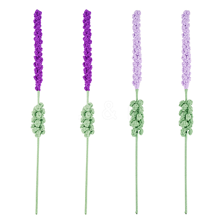 4Pcs 2 Colors Crochet Polyester Lavender Flower Ornaments AJEW-FG0002-67-1