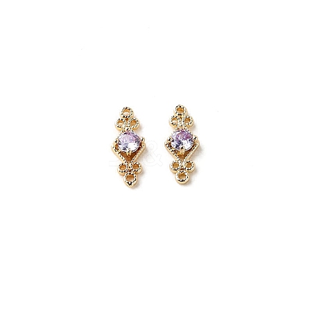 Brass Pave Cubic Zirconia Connector Charms PW-WG57330-05-1