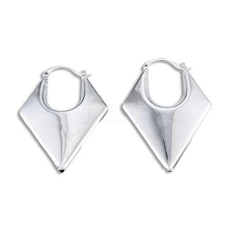 Brass Chunky Rhombus Hoop Earrings for Women EJEW-N011-82P-1
