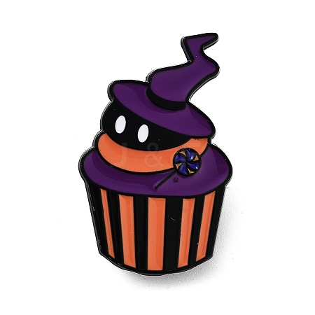 Halloween Cupcake Black Aolly Brooches JEWB-U002-03C-1