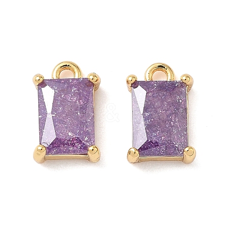 Brass Crushed Ice Cut Cubic Zirconia Pendants KK-D024-25D-G-1