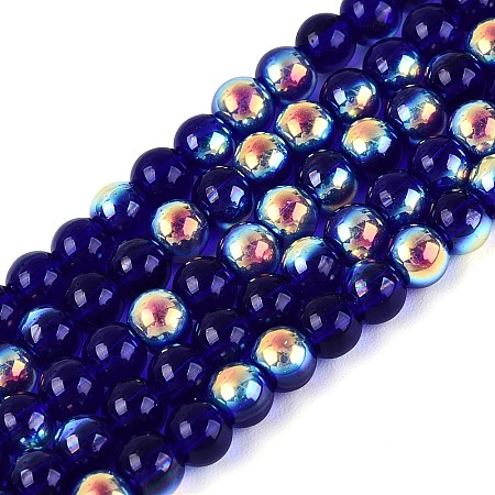 Electroplate Transparent Glass Beads Strands EGLA-Q132-4MM-A15-1