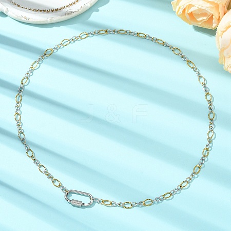 5MM Two Tone 304 Stainless Steel Textured Figaro Chain Necklaces NJEW-JN06466-01-1