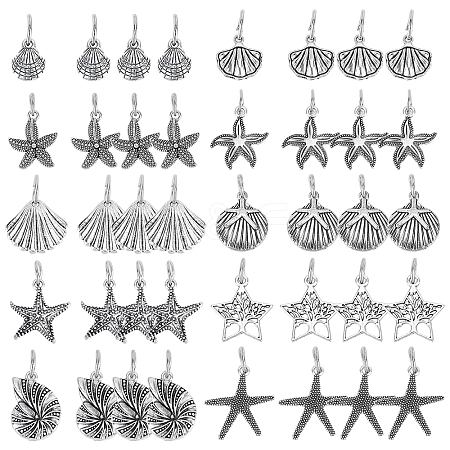   40Pcs 10 Style Tibetan Style Alloy Pendants FIND-PH0003-12-1