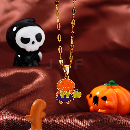 Halloween Stainless Steel Enamel Pendant Necklaces HG2651-1