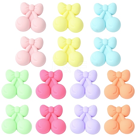 28Pcs 7 Colors Cherry Food Grade Eco-Friendly Silicone Focal Beads SIL-CJ0003-19-1