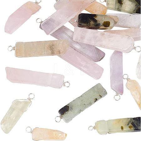 HOBBIESAY 20Pcs Natural Mixed Quartz Pendants FIND-HY0001-27-1