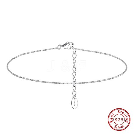 925 Sterling Silver Cardano Chain Anklet AJEW-Z029-16P-1