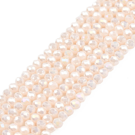 Electroplate Opaque Solid Color Glass Beads Strands X-EGLA-Q112-B17-1