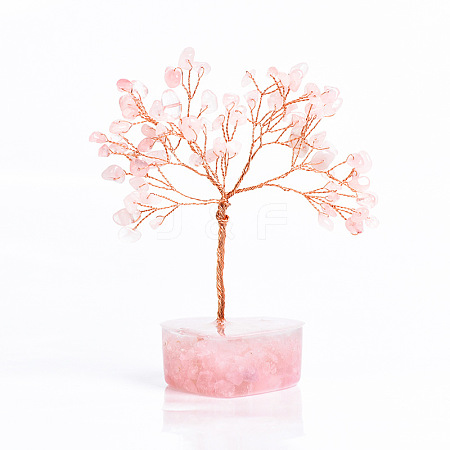Natural Rose Quartz Chips Tree of Life Decorations PW-WG61E79-02-1