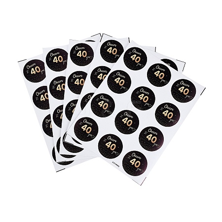 5 Sheets Circle with Word Cheers to 40 Years PVC Waterproof Decorative Sticker Labels PL-XCP0001-02-1
