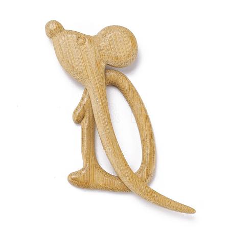 Mouse Wood Brooches JEWB-C010-05-1