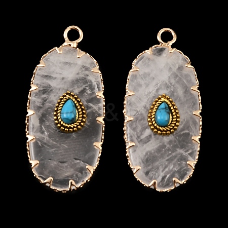 Natural Quartz Crystal & Synthetic Turquoise Carved Pendants GG-CBA5963-02I-1