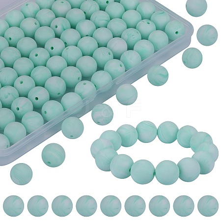 80Pcs Round Silicone Focal Beads SIL-SZ0001-24-27-1