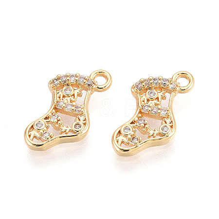 Brass Micro Pave Cubic Zirconia Charms KK-N263-142A-G-1