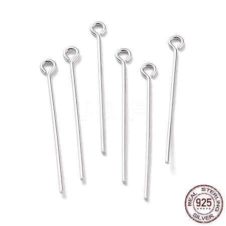 Anti-Tarnish Rhodium Plated 925 Sterling Silver Eye Pins STER-M117-04B-P-1