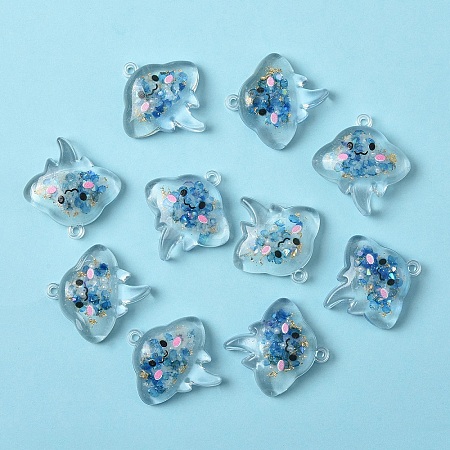 10Pcs Luminous Transparent Resin Pendants RESI-YW0004-44F-1