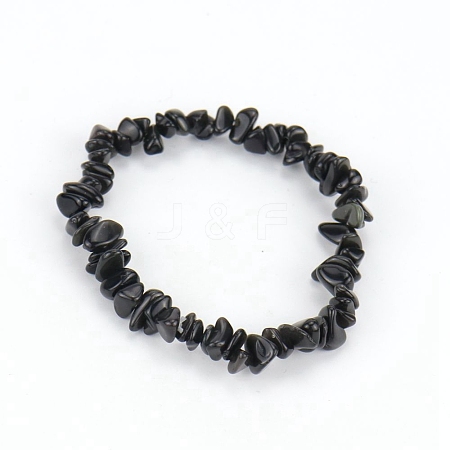 Natural Obsidian Chips Beaded Stretch Bracelet for Women LS-PW-WG72437-14-1