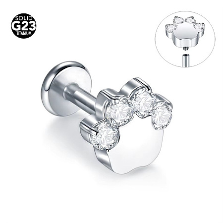 G23 Titanium Micro Pave Clear Cubic Zirconia Cartilage Earrings WG0DE3D-13-1