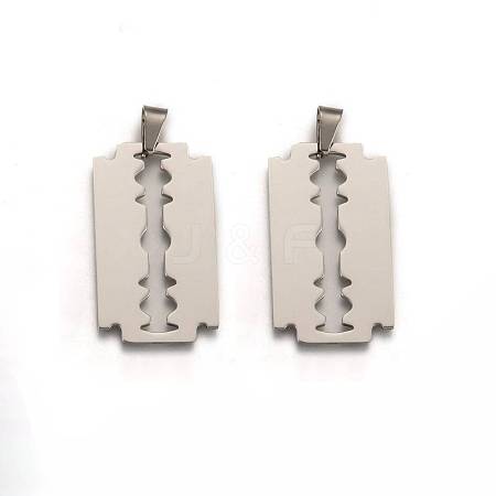 Tarnish Resistant 201 Stainless Steel Blade Pendants STAS-I032-069B-1