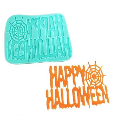 DIY Word Happy Halloween Food Grade Silicone Molds DIY-G057-A11-1