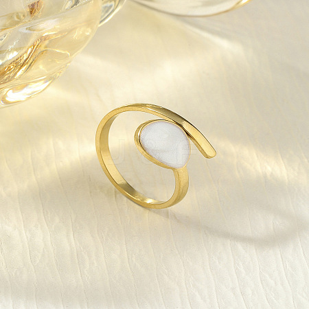 304 Stainless Steel Enamel Cuff Rings FS-WG277BE-14-1