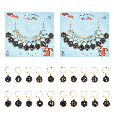 Alloy Enamel Number Charms Locking Stitch Markers AJEW-PH01457-01-1