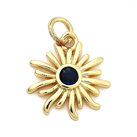 Sun Brass Micro Pave Cubic Zirconia Pendants KK-C134-11G-04-1