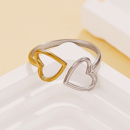 304 Stainless Steel Cuff Open Rings for Women SA-CBABC9E-05A-GP-1