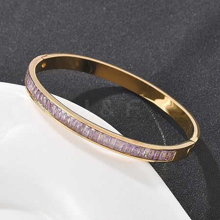 304 Stainless Steel Rhinestone Bangles for Women BJEW-Z092-02G-1