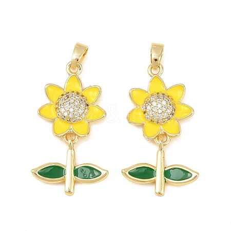 Brass Micro Pave Clear Cubic Zirconia Pendants KK-F931-12G-1