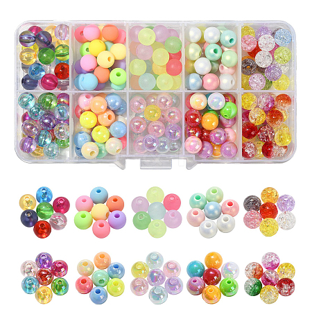 200Pcs 10 Styles Opaque Acrylic Beads MACR-CJ0001-46-1