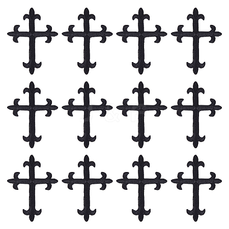 Cross Fleury Polyester Embroidery Iron on Applique Patch PATC-WH0005-44A-1