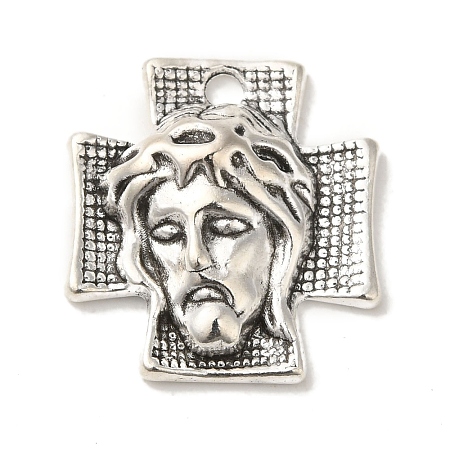 Tibetan Style Alloy Cross with Jesus Alloy Pendants for Easter Jewelry X-LF10674Y-1