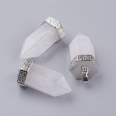 Natural Quartz Crystal Pointed Pendants G-E442-03U-1