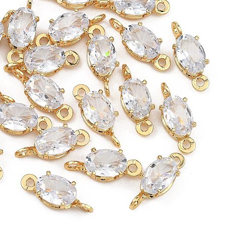 SHEGRACE Brass Pave Cubic Zirconia Oval Connector Charms XGRQ2O331-437A-G-1