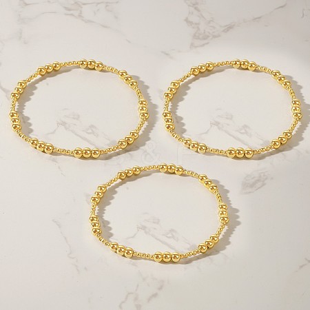 Bohemia Brass Round Beaded Stretch Bracelet Sets TK0566-42-1
