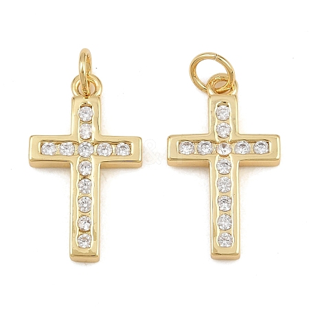 Brass Micro Pave Clear Cubic Zirconia Pendants CU-CBADC6C-06G-01-1